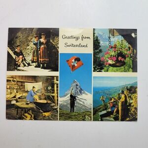 Greetings From Switzerland Vintage Travel‎ Souvenir Postcard Swiss Views